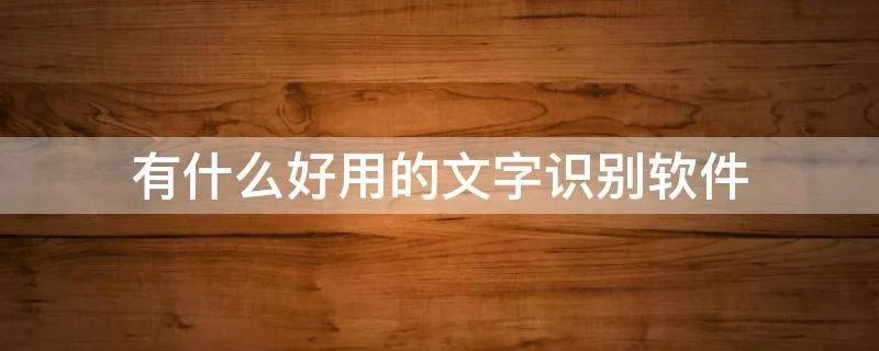 有什么好用的文字识别软件