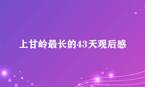 上甘岭最长的43天观后感