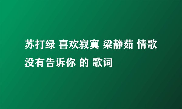苏打绿 喜欢寂寞 梁静茹 情歌没有告诉你 的 歌词
