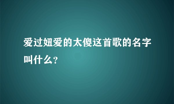 爱过妞爱的太傻这首歌的名字叫什么?