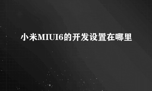 小米MIUI6的开发设置在哪里