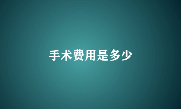 手术费用是多少