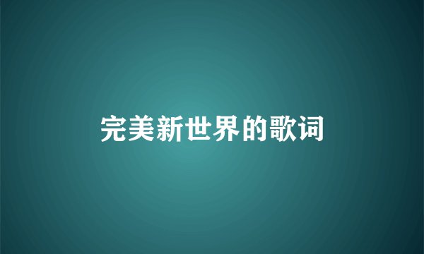 完美新世界的歌词
