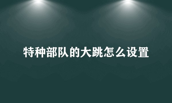 特种部队的大跳怎么设置