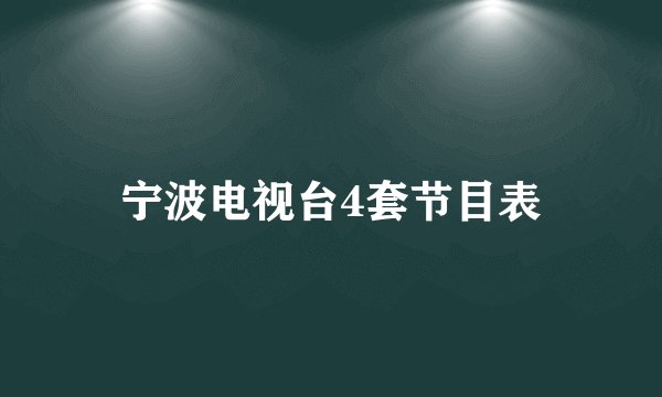 宁波电视台4套节目表