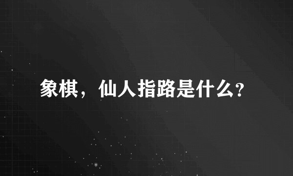 象棋，仙人指路是什么？