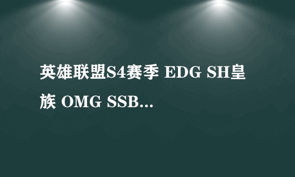 英雄联盟S4赛季 EDG SH皇族 OMG SSB SSW LMQ Fnatic TPA C9 SK DP AHQ TSM Alliance NJWS KBM