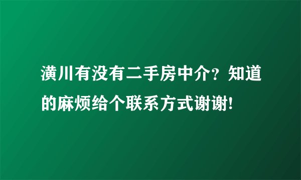 潢川有没有二手房中介？知道的麻烦给个联系方式谢谢!