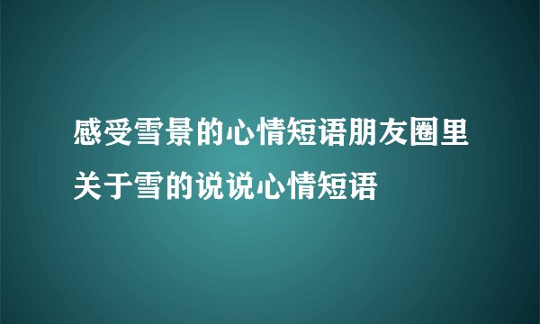 感受雪景的心情短语朋友圈里关于雪的说说心情短语