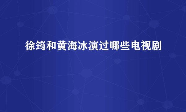 徐筠和黄海冰演过哪些电视剧