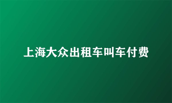 上海大众出租车叫车付费