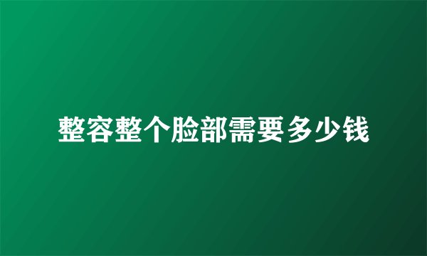 整容整个脸部需要多少钱