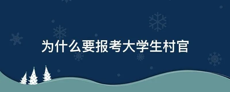 为什么要报考大学生村官
