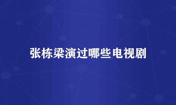 张栋梁演过哪些电视剧