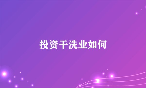 投资干洗业如何