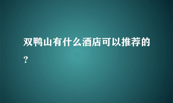 双鸭山有什么酒店可以推荐的？
