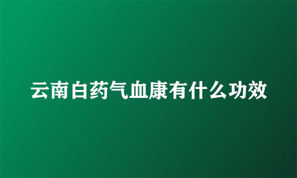 云南白药气血康有什么功效