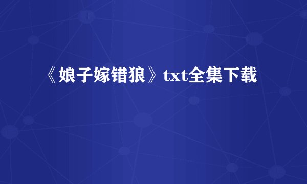 《娘子嫁错狼》txt全集下载