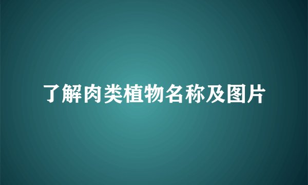 了解肉类植物名称及图片