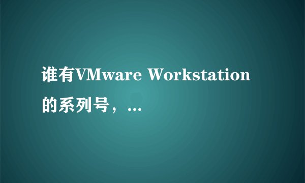 谁有VMware Workstation的系列号，给我一个啊