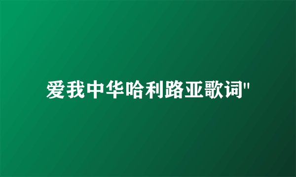 爱我中华哈利路亚歌词