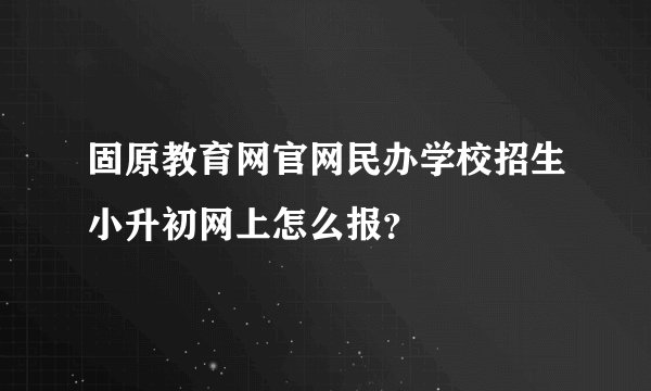固原教育网官网民办学校招生小升初网上怎么报?