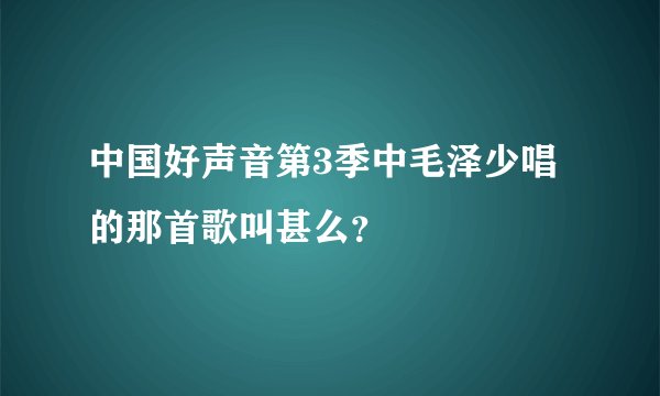 中国好声音第3季中毛泽少唱的那首歌叫甚么?