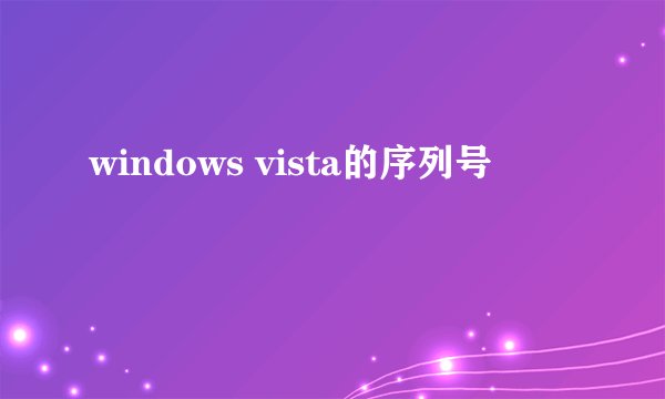 windows vista的序列号