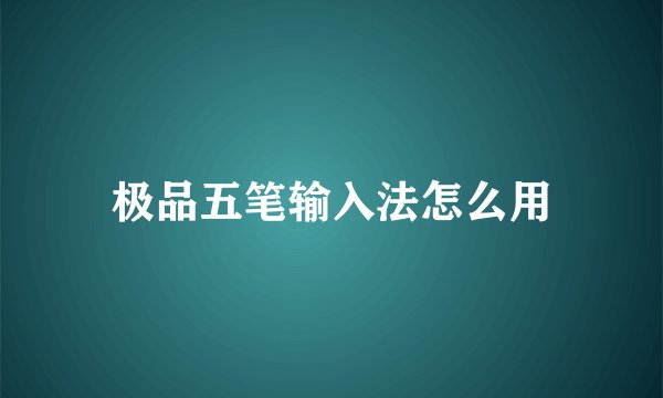 极品五笔输入法怎么用