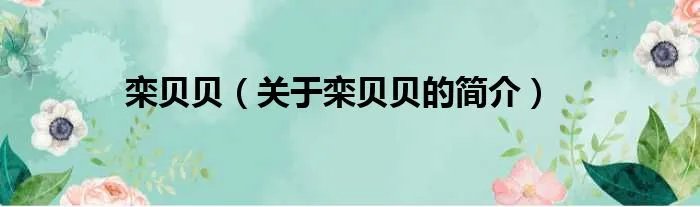 栾贝贝(关于栾贝贝的简介)