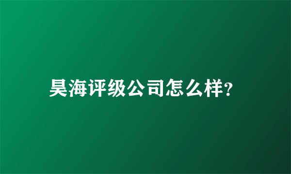 昊海评级公司怎么样？