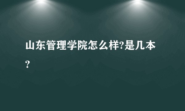 山东管理学院怎么样?是几本？