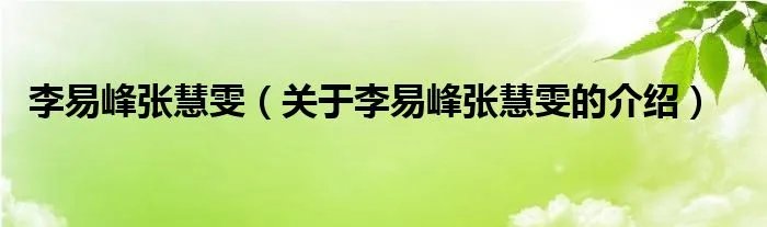 李易峰张慧雯（关于李易峰张慧雯的介绍）
