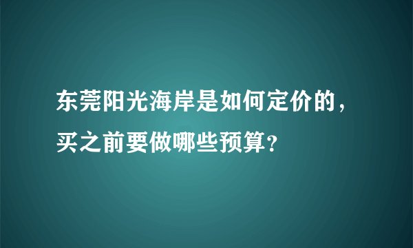 东莞阳光海岸是如何定价的，买之前要做哪些预算？