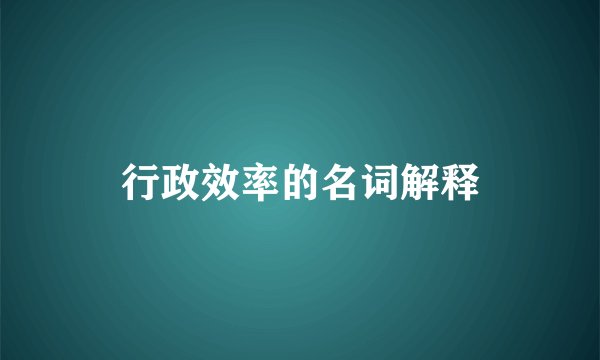 行政效率的名词解释