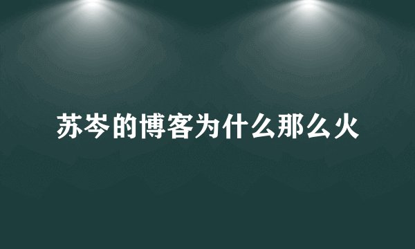 苏岑的博客为什么那么火