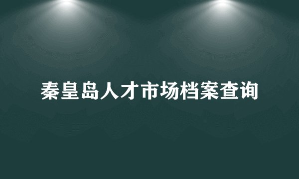 秦皇岛人才市场档案查询