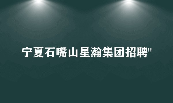 宁夏石嘴山星瀚集团招聘