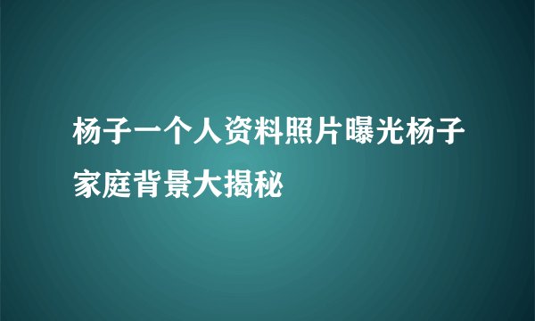 杨子一个人资料照片曝光杨子家庭背景大揭秘