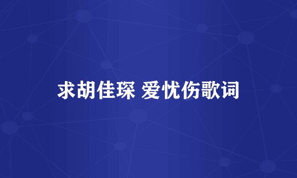 求胡佳琛 爱忧伤歌词