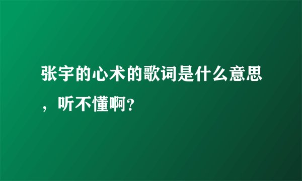 张宇的心术的歌词是什么意思,听不懂啊?