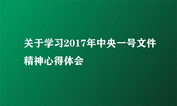 关于学习2017年中央一号文件精神心得体会