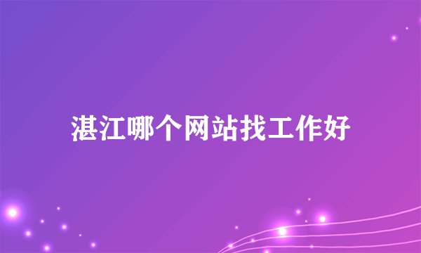 湛江哪个网站找工作好
