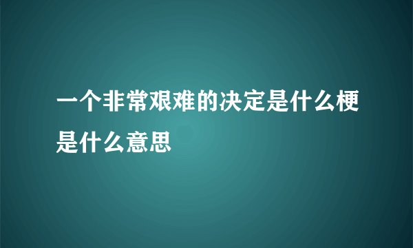 一个非常艰难的决定是什么梗是什么意思