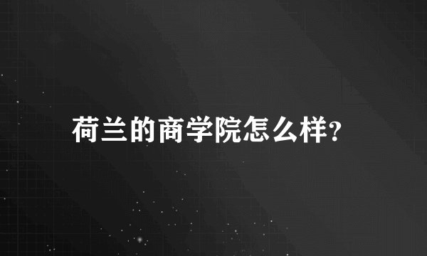 荷兰的商学院怎么样？