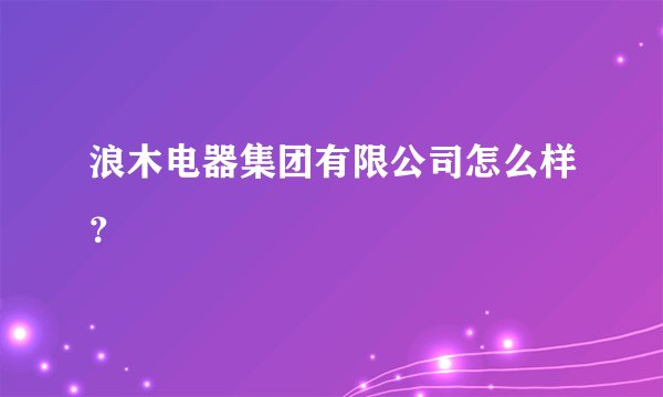 浪木电器集团有限公司怎么样?