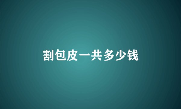 割包皮一共多少钱