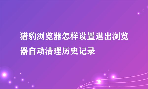 猎豹浏览器怎样设置退出浏览器自动清理历史记录