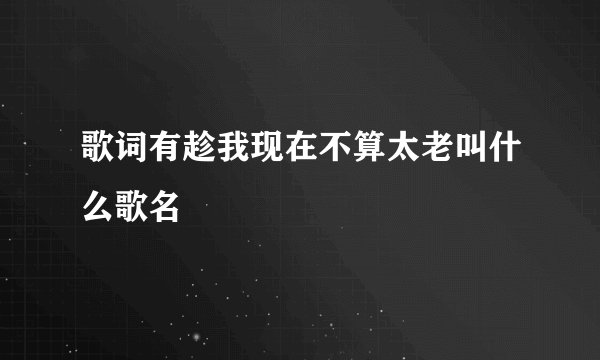 歌词有趁我现在不算太老叫什么歌名