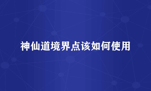 神仙道境界点该如何使用